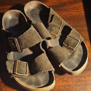 Birkenstock Brown Suede Buckle Sandals